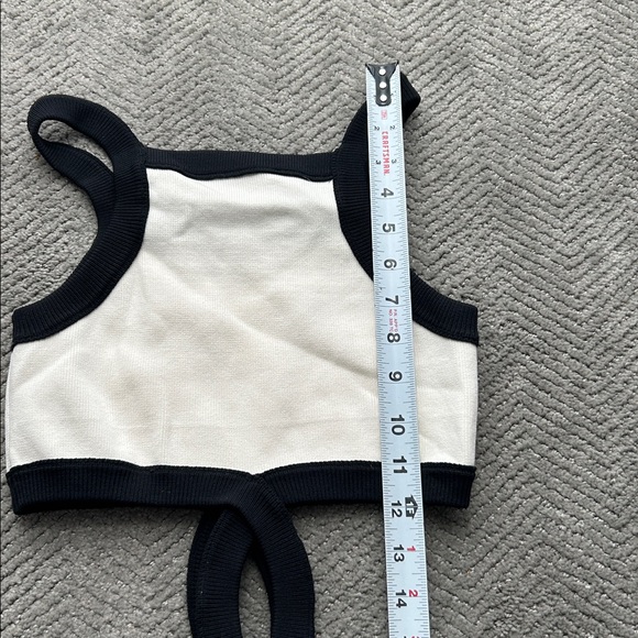 Bershka Cream and Black Knit Top Strappy Cut-Out Top  Contrast Straps Sz M - Picture 7 of 7